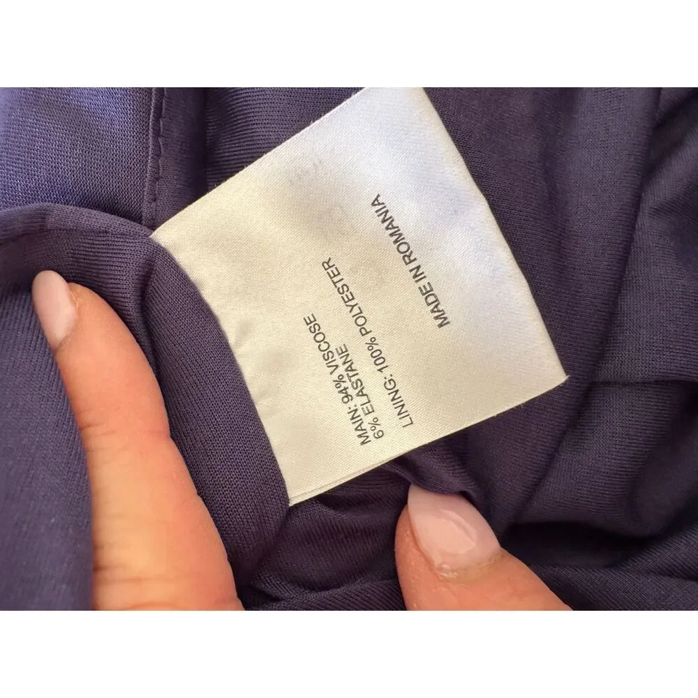 Karen Millen England Peacock Feather Draped Dress | Purple Blue | Small - Picture 10 of 10